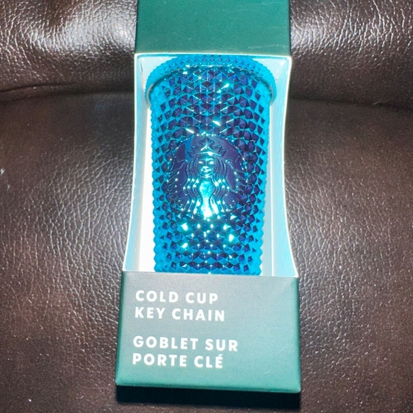 3 bundle Starbucks Chrome blue studded cups & keychain set cold cups bundle - Picture 3 of 10